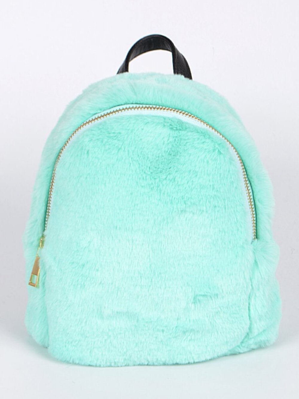 Furry Backpack - Boho 70's Vibes - Small Zip Around - Mint Green - NWT